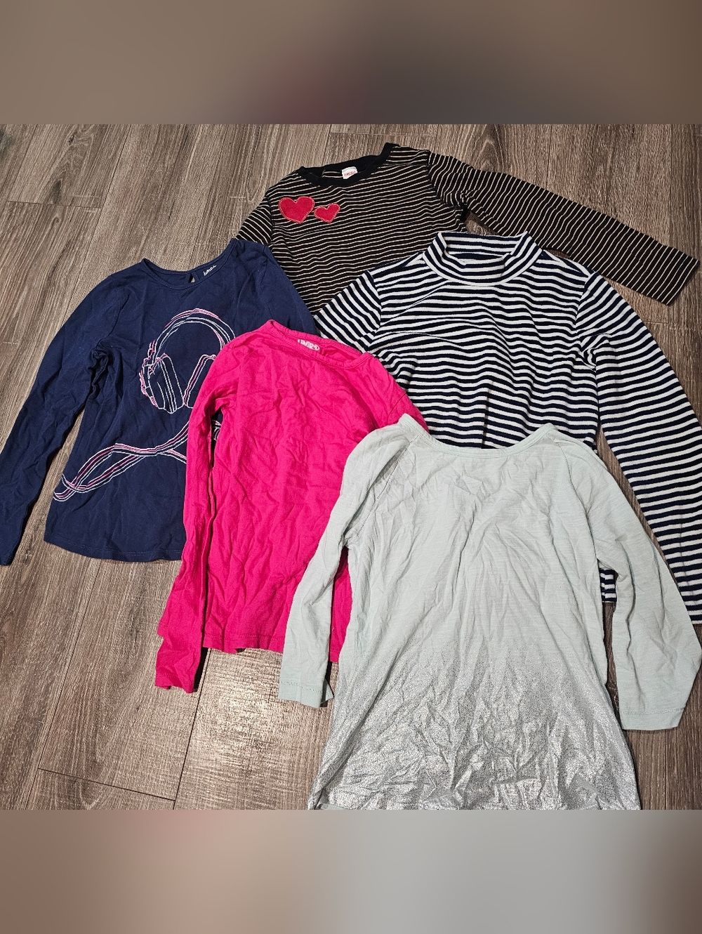 Kids Long Sleeve Tops Size 10-12 Includes 5 pcs